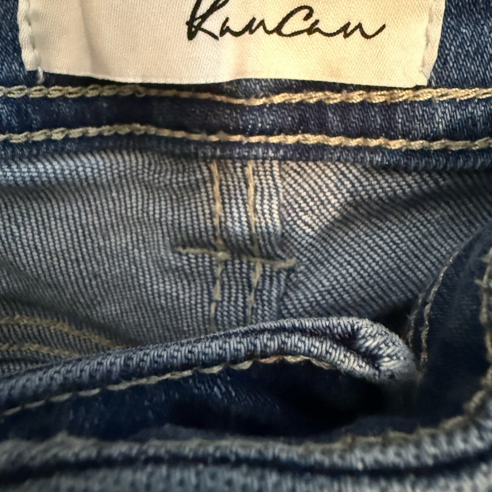 KanCan High Rise Flare Jeans 9 28 Distressed Raw Hem Button Fly Y2K Retro Boho - Picture 5 of 10